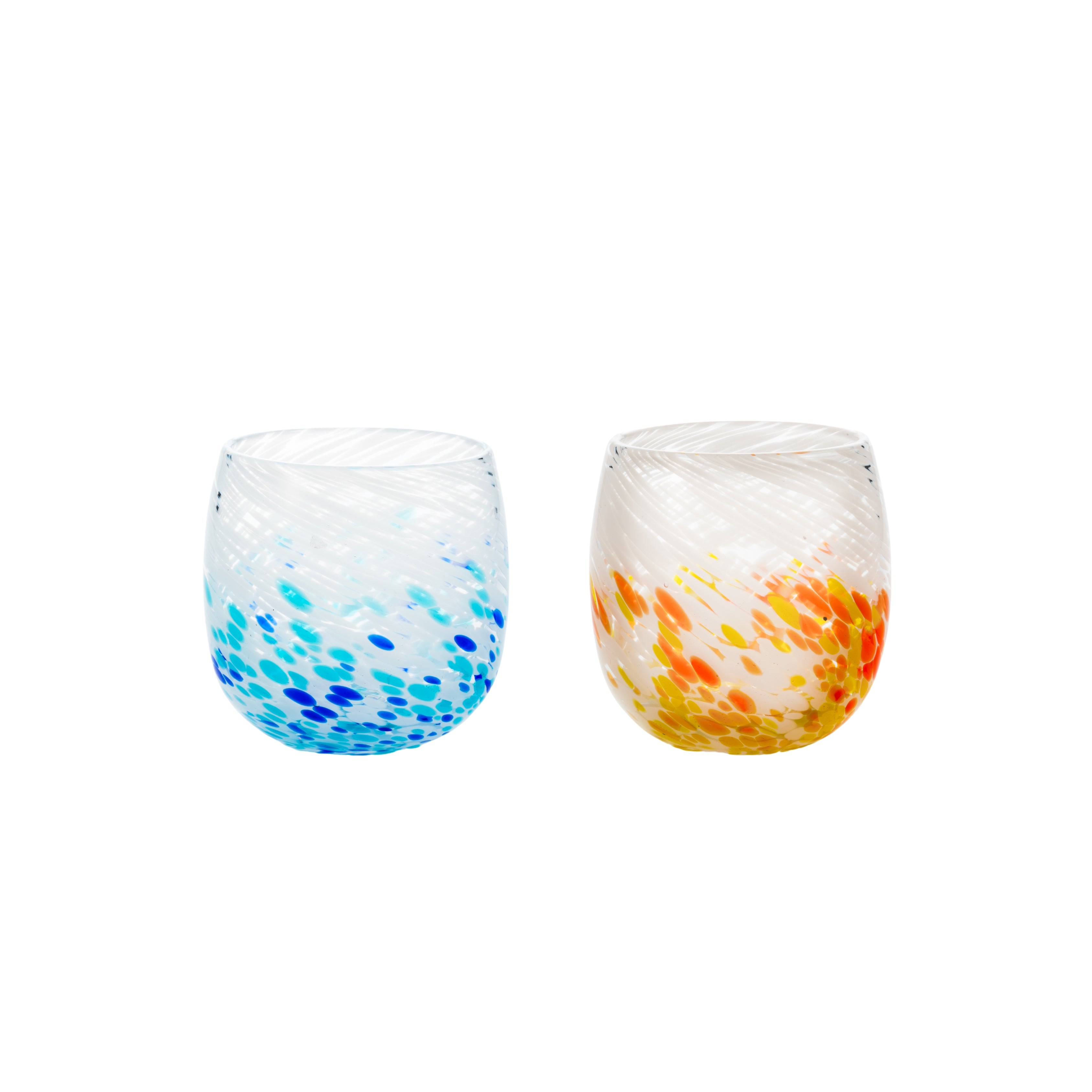島心グラス2個セット 青×オレンジ