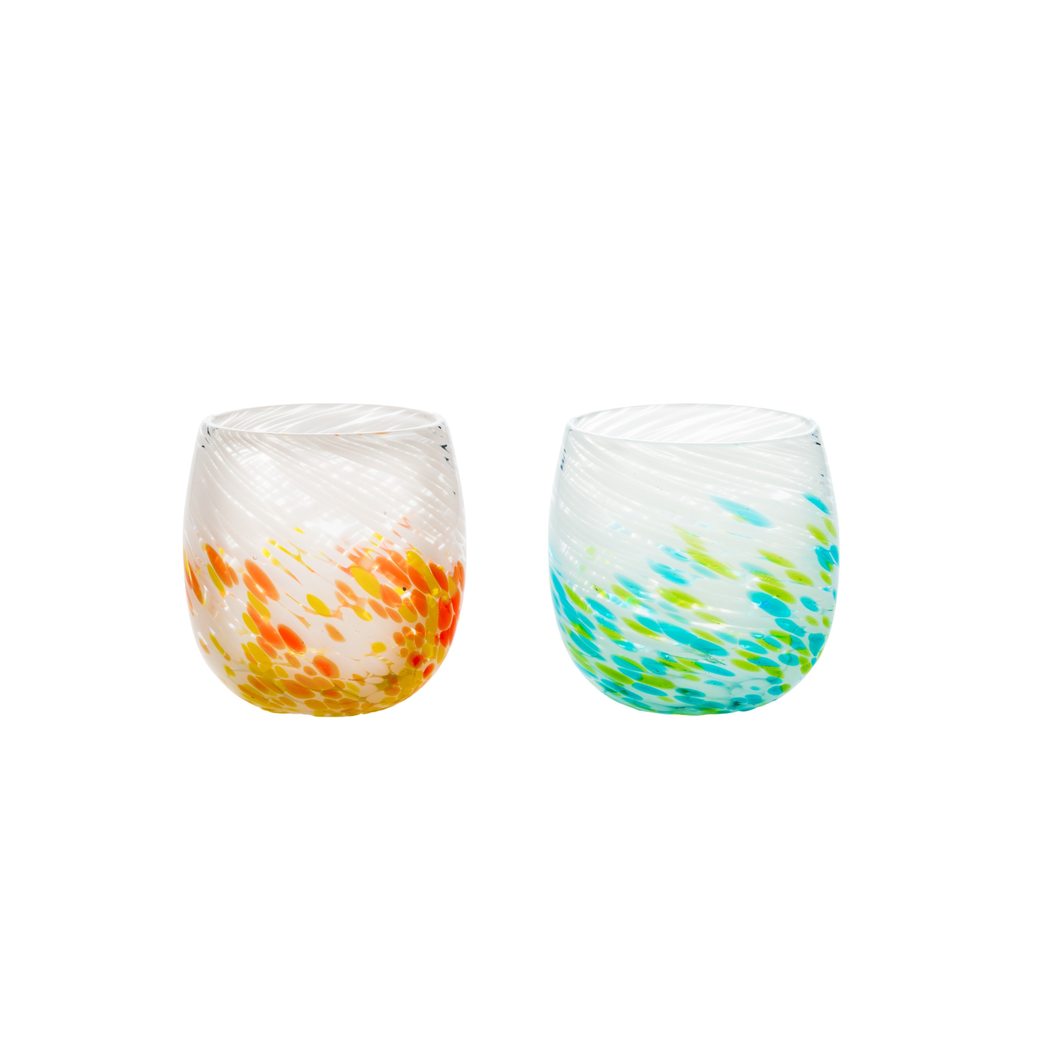 島心グラス2個セット オレンジ×緑
