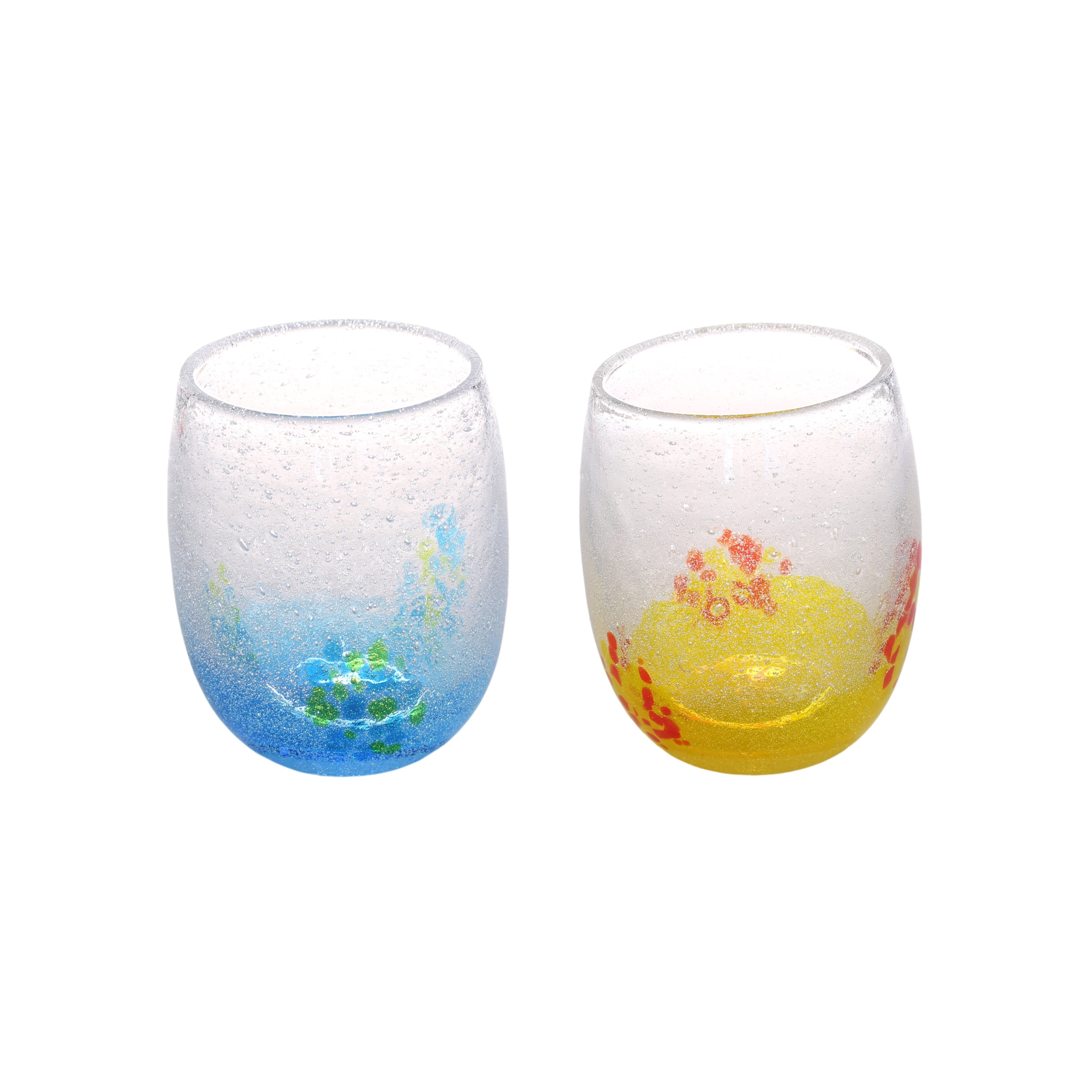 泡花見グラス2個セット 水×黄