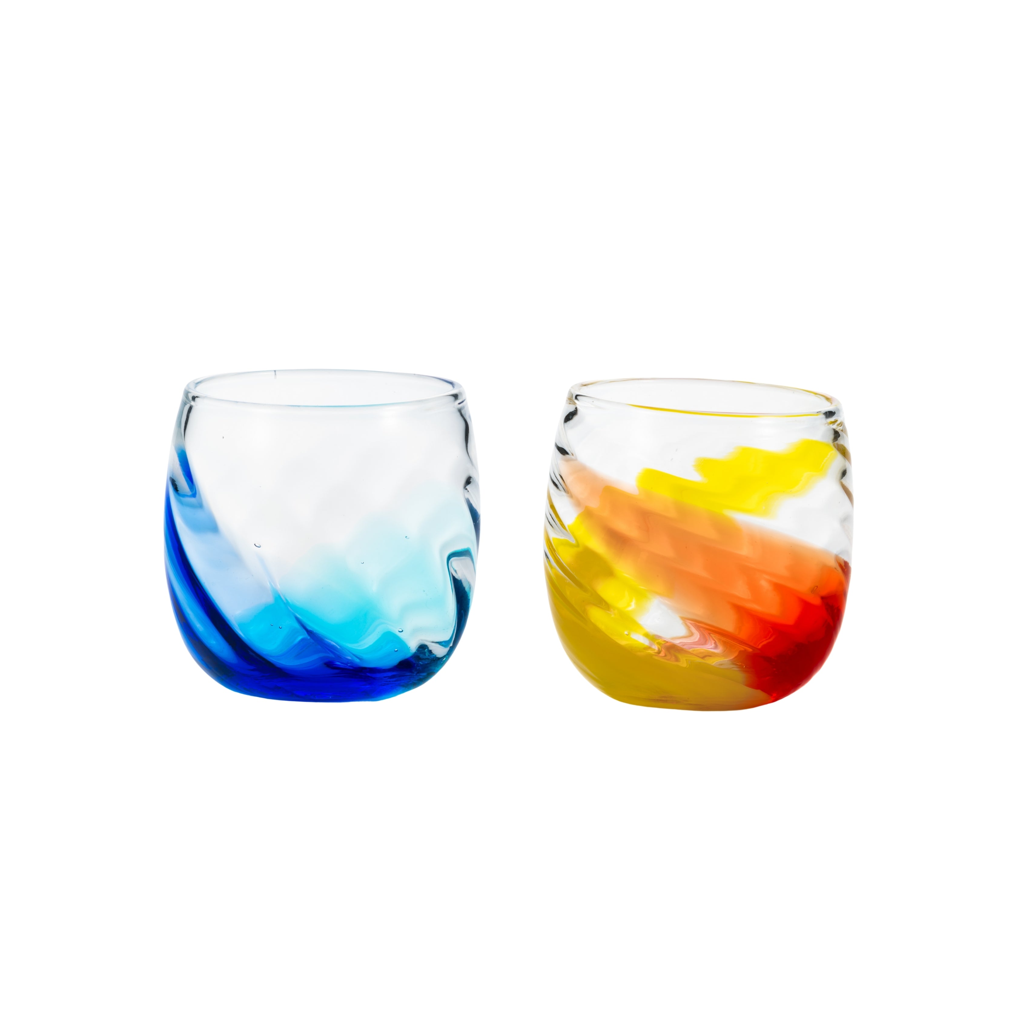 シーサイドグラス2個セット 青×オレンジ