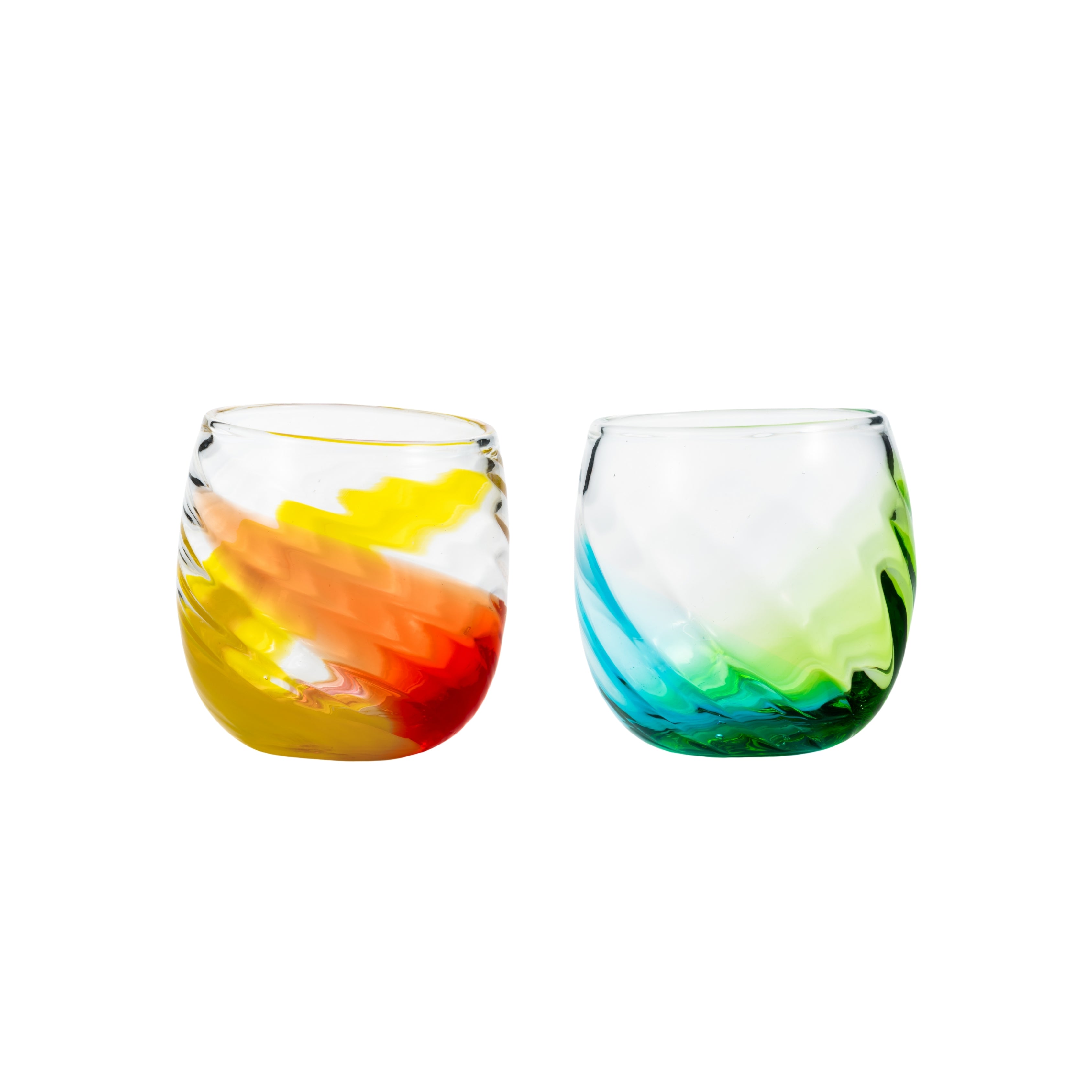 シーサイドグラス2個セット オレンジ×緑