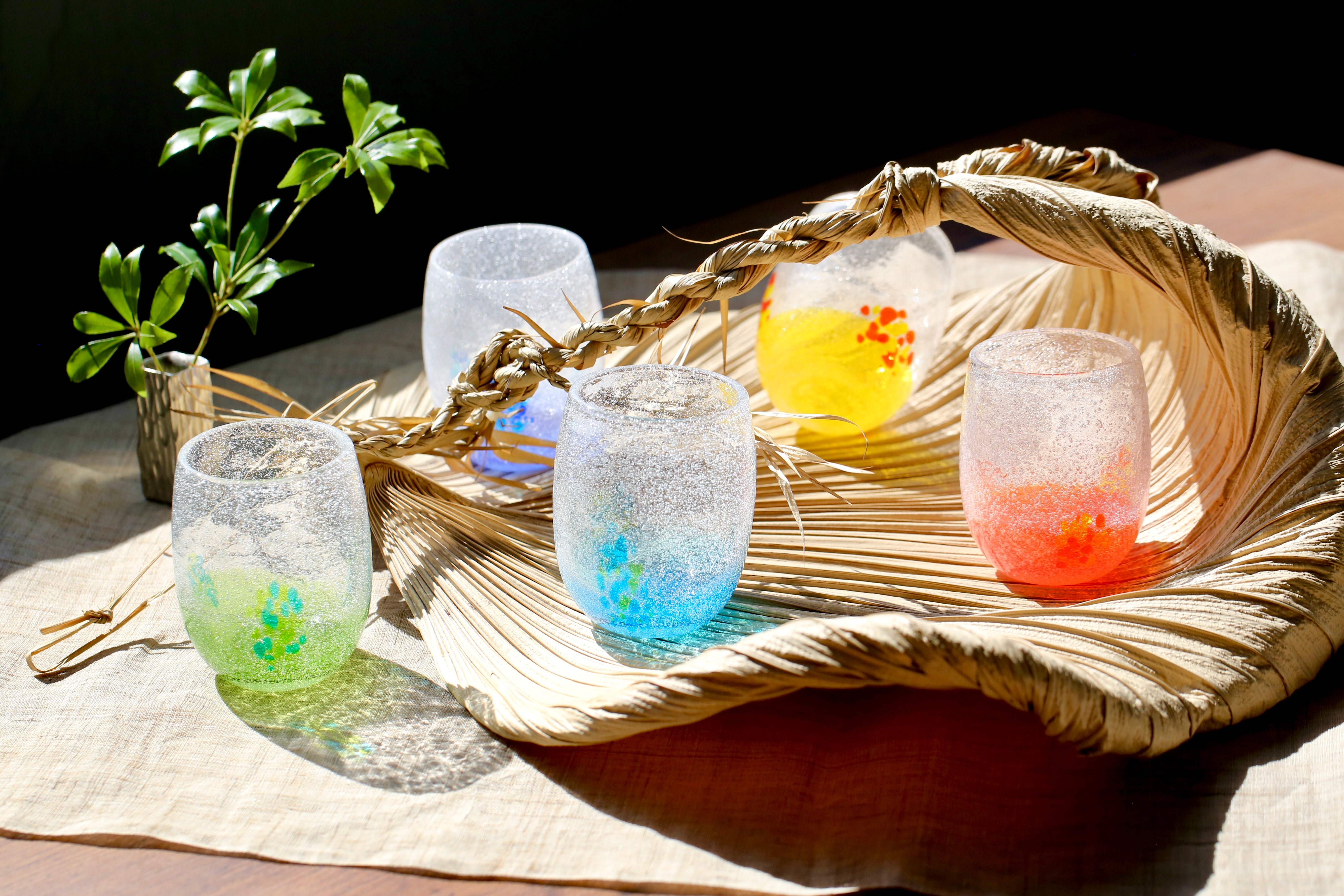 泡花見グラス2個セット 青×水