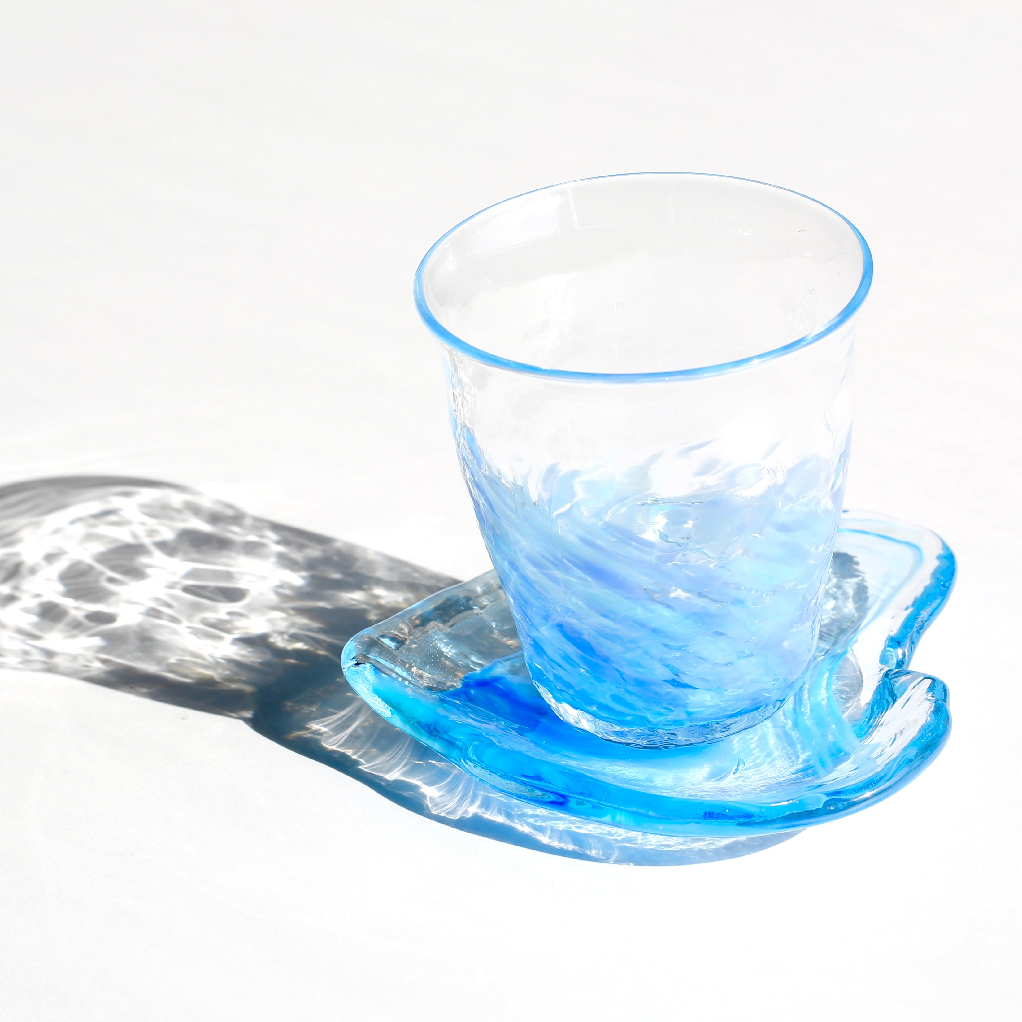 古宇利グラス&ハートロック皿セット 青