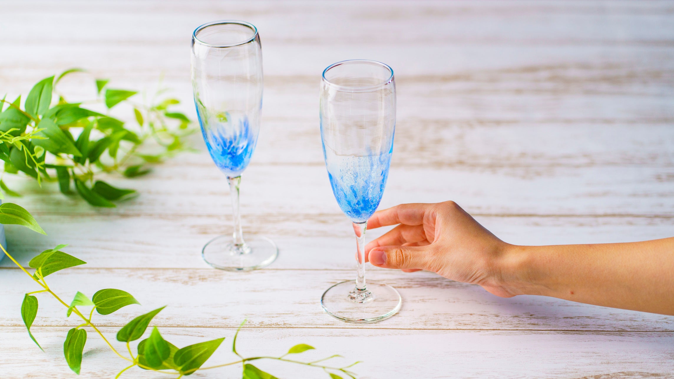水中花シャンパングラス 青