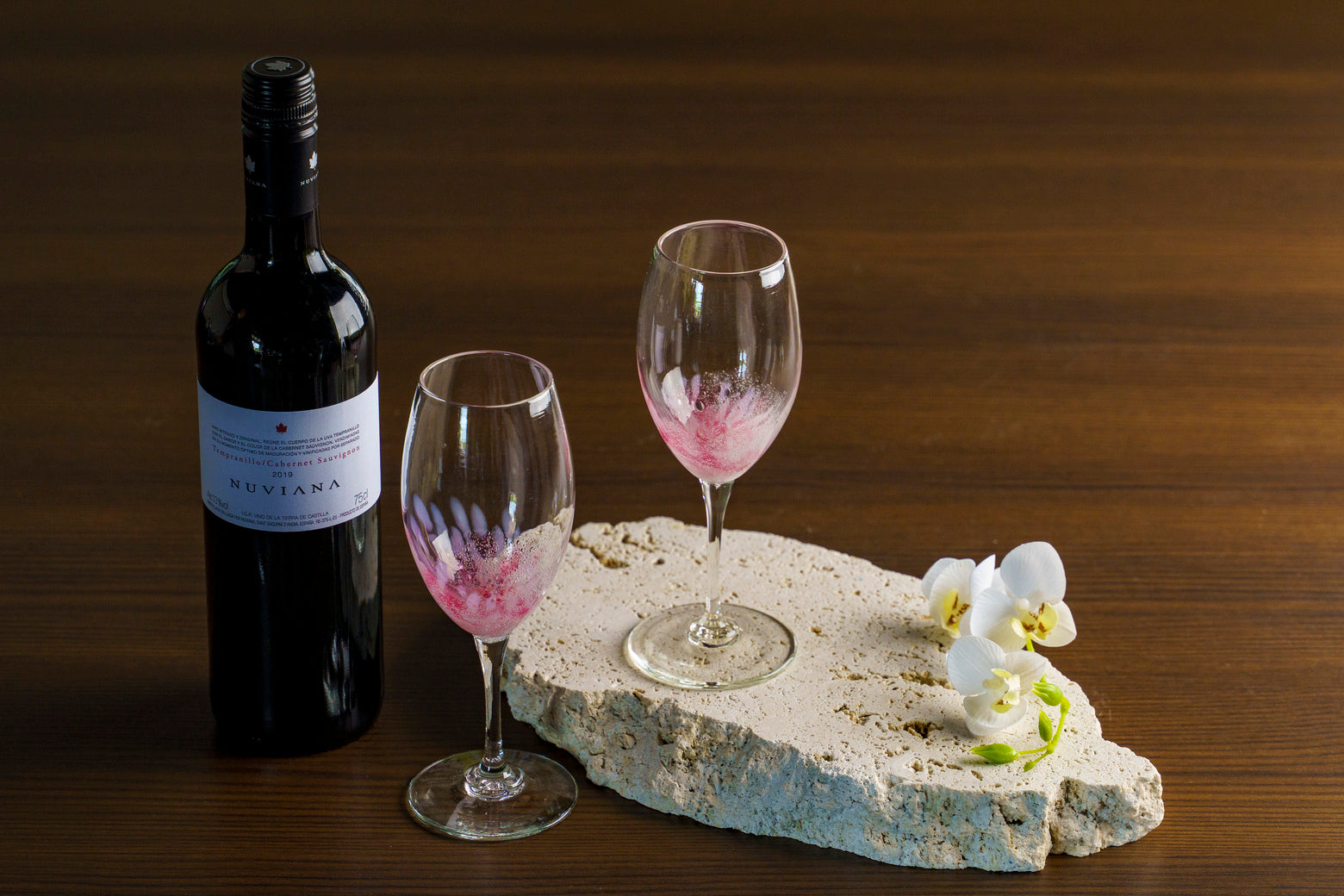 水中花ワイングラス ピンク