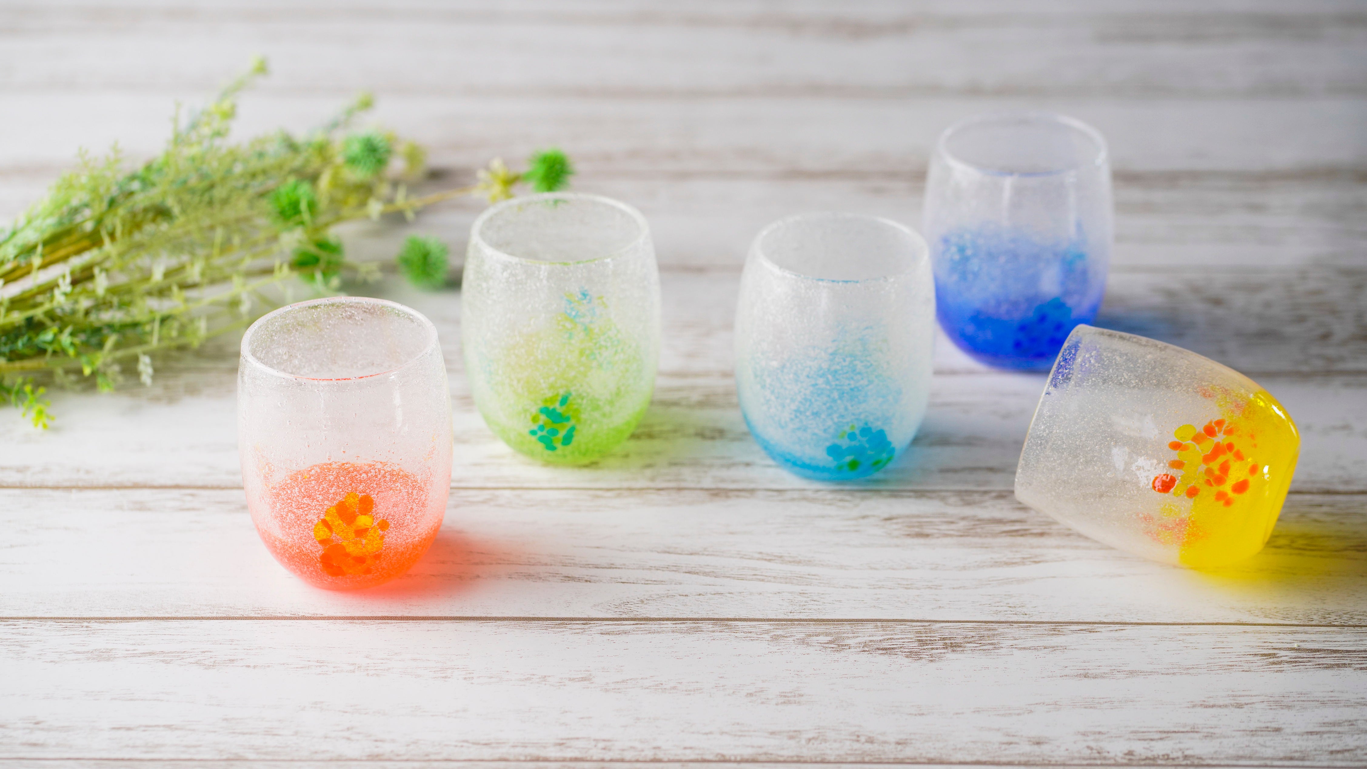 琉球ガラス村 RGC 琉球泡ガラス 一輪挿し 4個セット 琉球ガラス