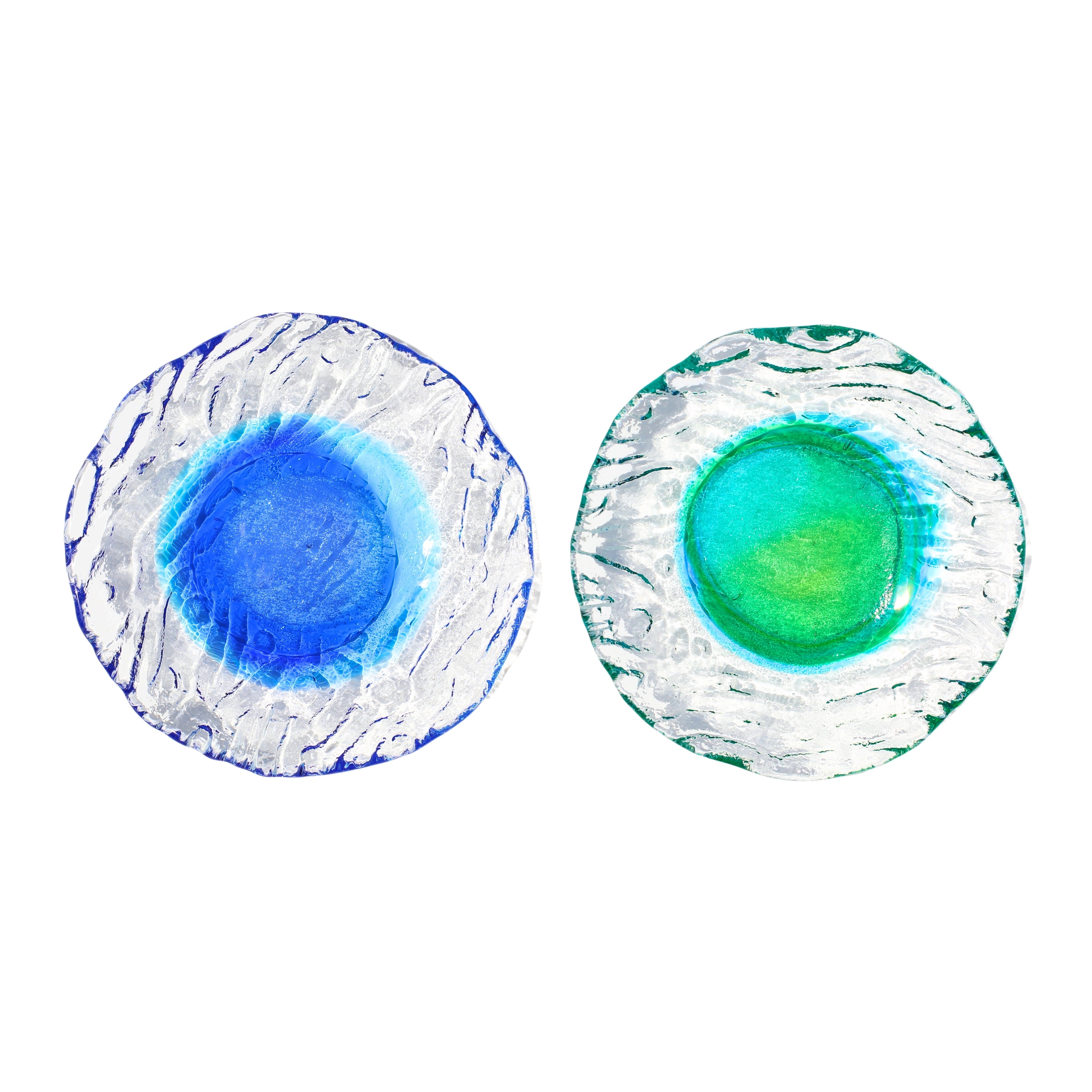 潮騒でこぼこ皿 青水